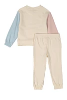 Baby Girls 12-24M Puma Color Block Pullover Sweatshirt and Joggers, Beige,