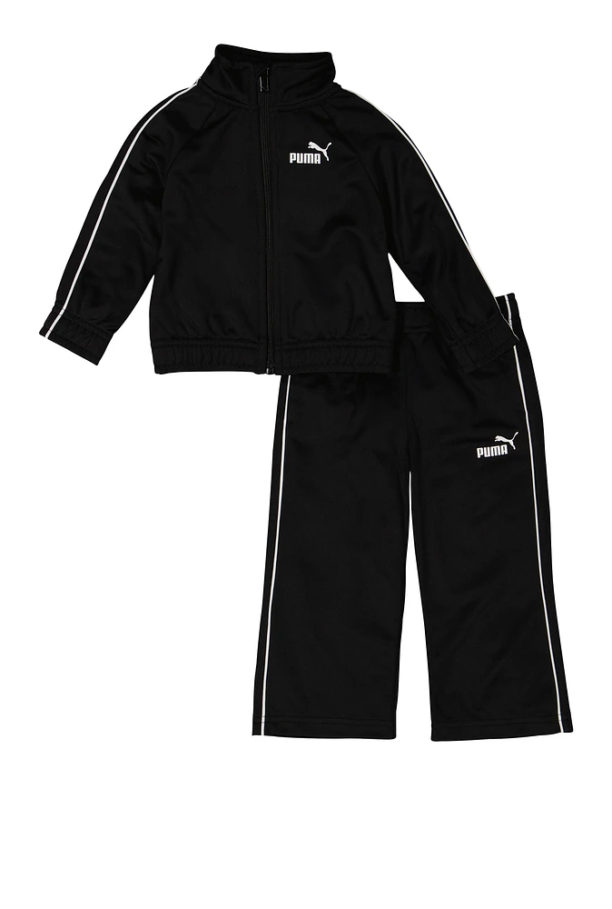 Baby Boys 12-24M Puma Contrast Trim Track Jacket and Pants, Black, Size 12M