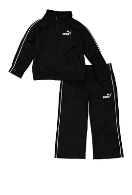 Baby Boys 12-24M Puma Contrast Trim Track Jacket and Pants, Black, Size 12M
