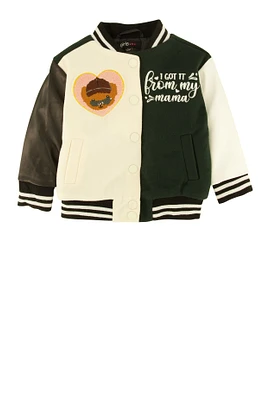 Baby Girls 12-24M From My Mama Chenille Graphic Varsity Jacket, Green, Size 24M