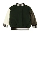 Baby Girls 12-24M From My Mama Chenille Graphic Varsity Jacket, Green, Size 24M