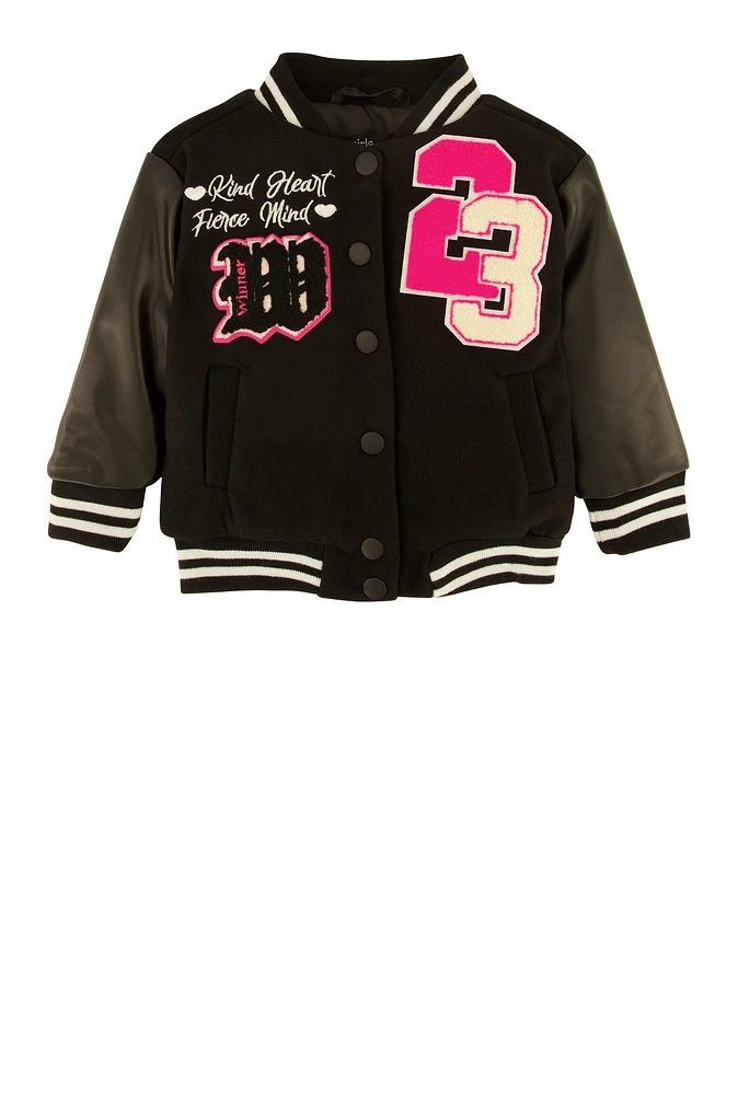 Baby Girls 12-24M Winner Chenille Graphic Varsity Jacket,