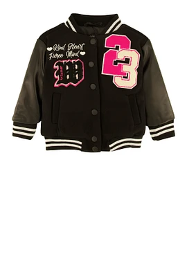 Baby Girls 12-24M Winner Chenille Graphic Varsity Jacket,