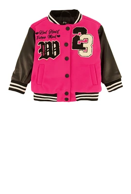 Baby Girls 12-24M Winner Chenille Graphic Varsity Jacket, Pink, Size 12M