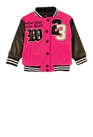 Baby Girls 12-24M Winner Chenille Graphic Varsity Jacket, Pink, Size 12M