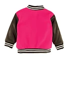 Baby Girls 12-24M Winner Chenille Graphic Varsity Jacket, Pink, Size 18M