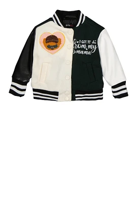 Baby Girls 0-9M From My Mama Chenille Varsity Jacket, Green, Size 9M