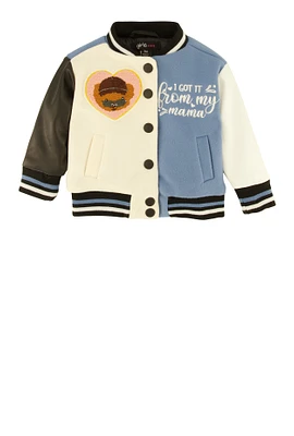 Baby Girls 0-9M From My Mama Chenille Varsity Jacket, 3M