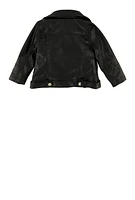 Baby Girls 12-24M Faux Fur Trim Leather Moto Jacket,