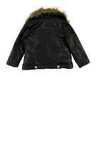 Baby Girls 12-24M Faux Fur Trim Leather Moto Jacket,