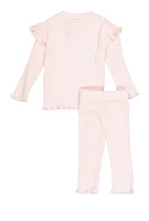 Baby Girls 0-9M Ribbed Heart Embroidered Top and Leggings, Pink, Size 0-3M