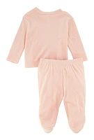 Baby Girls 0-9M Mama Loves Me Sweatshirt and Footed Pants, Pink, Size 3-6M