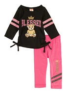 Baby Girls 0-9M Blessed Glitter Graphic Tee and Leggings, Multi, Size 0-3M