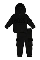 Baby Boys 12-24M Boss Graphic Pullover Hoodie and Joggers, Black, Size 12M