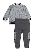 Baby Boys 12-24M Hustle Hard Varsity Jackets and Cargo Joggers, Grey, Size 12M