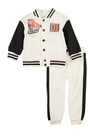 Baby Boys 12-24M Classic 01 Graphic Varsity Jacket and Joggers, White,