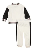 Baby Boys 12-24M Classic 01 Graphic Varsity Jacket and Joggers, White,