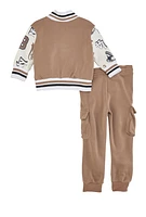 Baby Boys 12-24M GOAT Chenille Graphic Varsity Jacket and Joggers, Brown, Size 24M