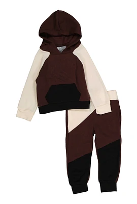 Baby Boys 12-24M Color Blocked Hoodie and Joggers, Burgundy, Size 18M