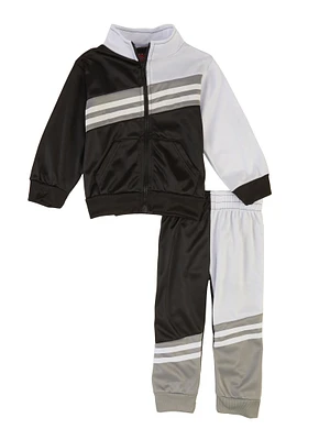 Baby Boys 12-24M Varsity Striped Detail Track Jacket and Joggers, Black, Size 18M