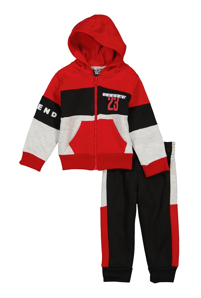 Baby Boys 12-24M Legend 23 Zip Front Hoodie and Joggers, Red, Size 12M