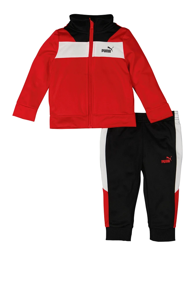 Baby Boys 12-24M Puma Logo Zip Front Track Jacket and Joggers, Red,