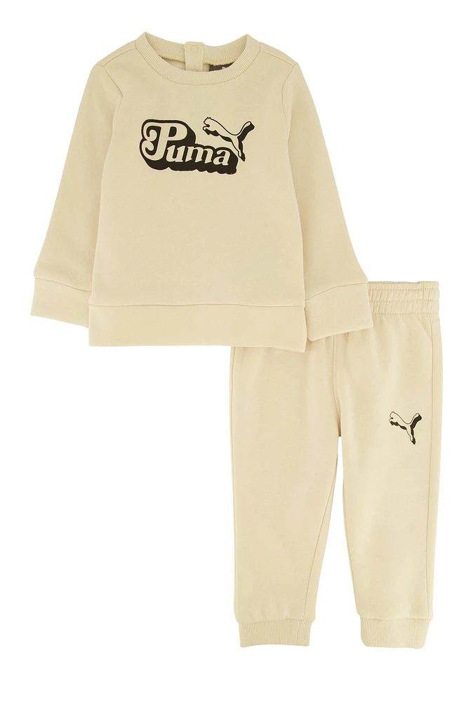 Baby Boys 12-24M Puma Graphic Long Sleeve Sweatshirt and Joggers, Beige,