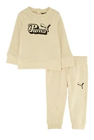 Baby Boys 12-24M Puma Graphic Long Sleeve Sweatshirt and Joggers, Beige,