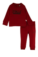 Baby Boys 12-24M Puma Crew Neck Sweatshirt and Joggers, Burgundy, Size 18M