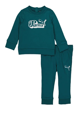 Baby Boys 12-24M Puma Graphic Sweatshirt and Joggers, Green, Size 24M