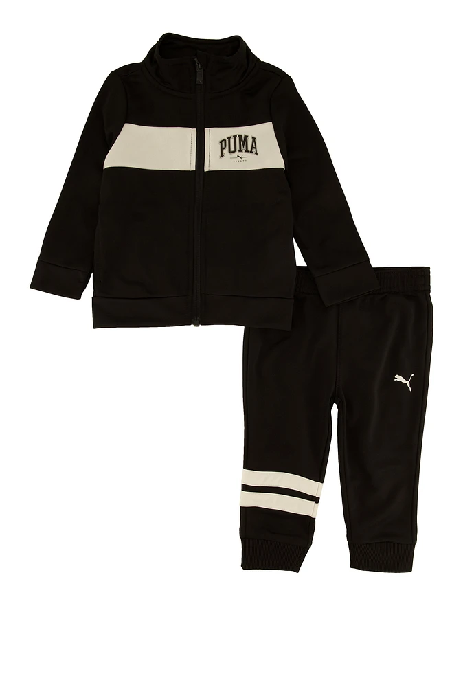 Baby Boys 12-24M Puma Zip Front Track Jacket and Striped Joggers, Black, Size 24M
