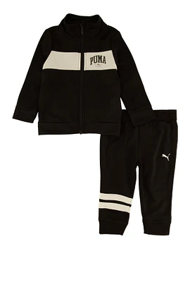Baby Boys 12-24M Puma Zip Front Track Jacket and Striped Joggers, Black, Size 24M