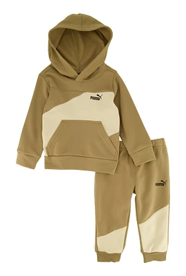 Baby Boys 12-24M Puma Color Block Pullover Hoodie and Joggers, Brown, Size 24M