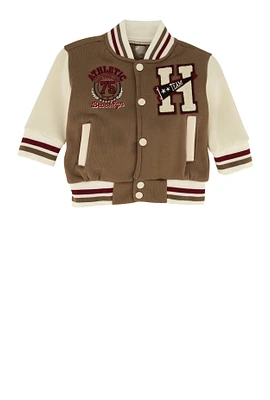 Baby Boys 12-24M H Initial Chenille Patch Varsity Jacket,