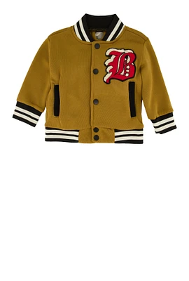 Baby Boys 12-24M Athletic Dept Bear Graphic Varsity Jacket, Brown, Size 12M