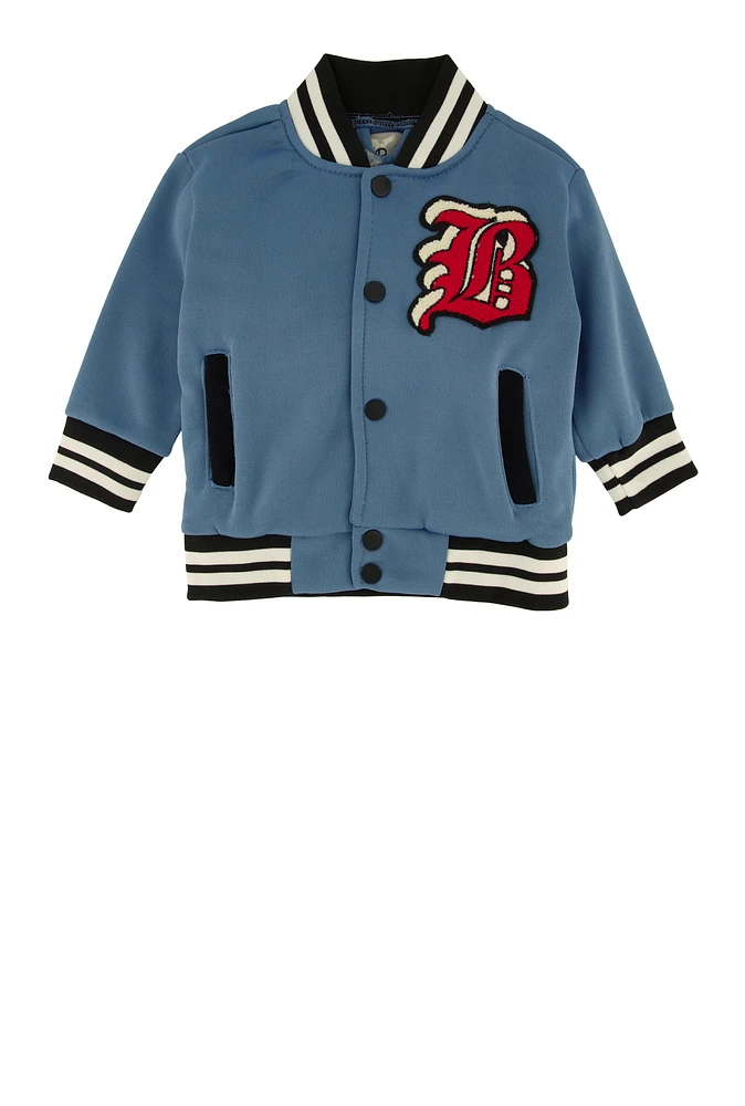 Baby Boys 12-24M Athletic Dept Bear Graphic Varsity Jacket, Blue, Size 18M