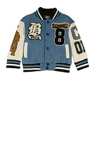 Baby Boys 12-24M Chenille Patch Graphic Varsity Jacket, Blue, Size 24M