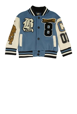 Baby Boys 12-24M Chenille Patch Graphic Varsity Jacket, Blue, Size 12M