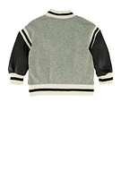 Baby Boys 12-24M Royalty Chenille Patch Graphic Varsity Jacket, Grey, Size 12M