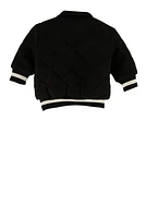 Baby Boys 12-24M Chenille Patch Quilted Letterman Jacket, Black, Size 18M