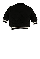 Baby Boys 12-24M Chenille Patch Quilted Letterman Jacket, Black, Size 24M