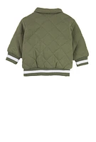 Baby Boys 12-24M Chenille Patch Quilted Letterman Jacket, Green, Size 12M