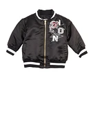 Baby Boys 12-24M Satin Icon Graphic Bomber Jacket, 12M