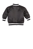 Baby Boys 12-24M Satin Icon Graphic Bomber Jacket, Black, Size 12M