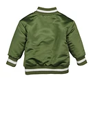 Baby Boys 12-24M Satin Icon Graphic Bomber Jacket, Green, Size 18M