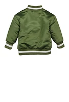 Baby Boys 12-24M Satin Icon Graphic Bomber Jacket, Green, Size 12M