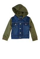 Baby Boys 12-24M Fleece Lined Hooded Denim Jacket, Green, Size 24M