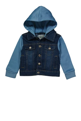 Baby Boys 12-24M Fleece Lined Hooded Denim Jacket, Blue, Size 12M