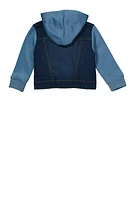 Baby Boys 12-24M Fleece Lined Hooded Denim Jacket,