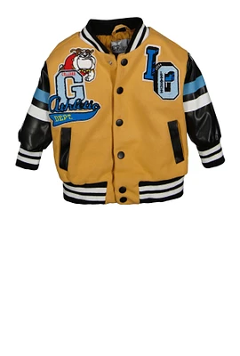 Baby Boys 12-24M Faux Leather Sleeve Varsity Jacket, Brown, Size 18M
